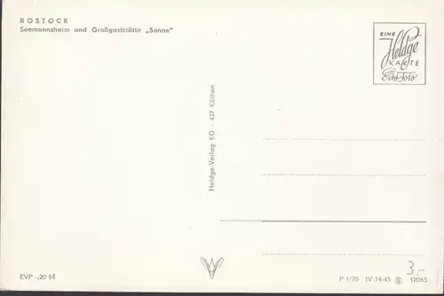 Rostock, Seemannsheim, Großgaststätte Sonne, ungelaufen