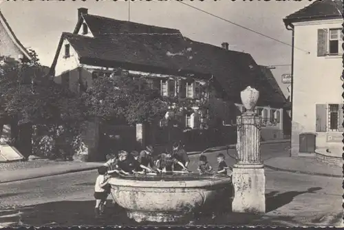 Mülheim, Kinder am Brunnen, Rößler Biergarten, Französische Feldpost 1968, gelaufen 1968