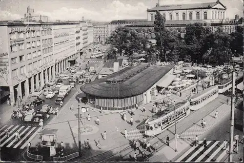 Hannover, Cafe am Kröpcke, Straßenbahn, gelaufen 1965
