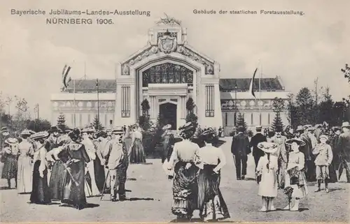 Nürnberg, Landes-Ausstellung Nürnberg 1906 Gebäude der staatl. Forstausstellung, ungelaufen
