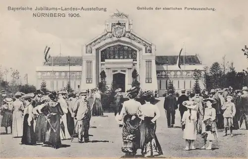 Nuremberg, exposition nationale Nuernberg 1906 Bâtiment de l'exposition forestière publique, incurvée