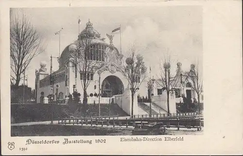 Düsseldorfer Ausstellung 1902 Eisenbahn Direction Elberfeld, gelaufen 1902