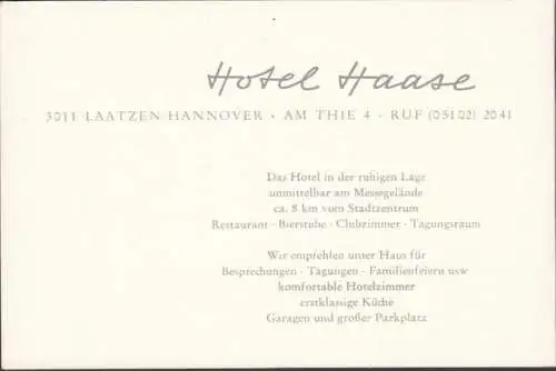 Laatzen, Hotel Haase, Klappkarte, Mehrbild, ungelaufen