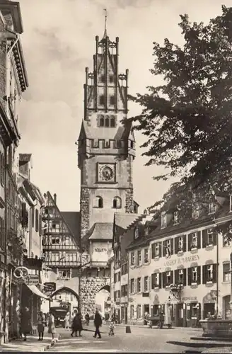 Freiburg, Oberlinden mit Schwabentor, ungelaufen
