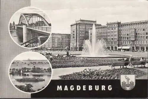 Magdeburg, Wilhelm Pieck Bücke, Allee, Fährgastschiff Erich Weinert, gelaufen 1965