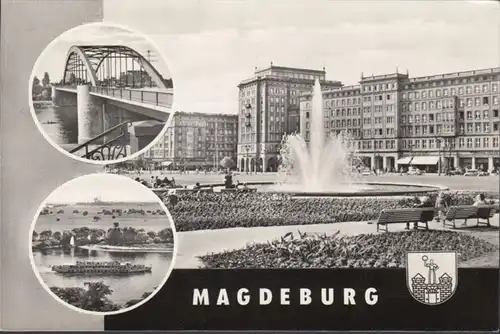 Magdeburg, Wilhelm Pieck Bücke, avenue, navire ferry-boat Erich Weinert, couru en 1965