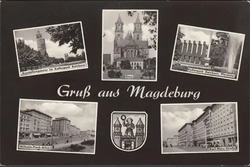 Magdeburg, Parc culturel, Dom, Karl Marx Strasse, couru en 1968