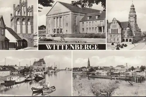 Wittenberge, Hafen, Kulturhaus, Rathaus, gelaufen 1975