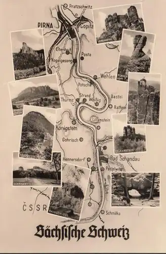 Sächsische Schweiz, Geo- Straßenkarte, ungelaufen