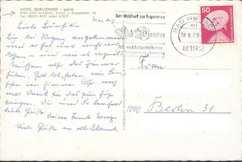 Bad Wiessee, Hotel Quellenhof, gelaufen 1979