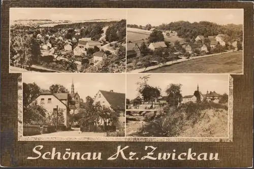 Schönau bei Zwickau, Ortsansichten, gelaufen 1965