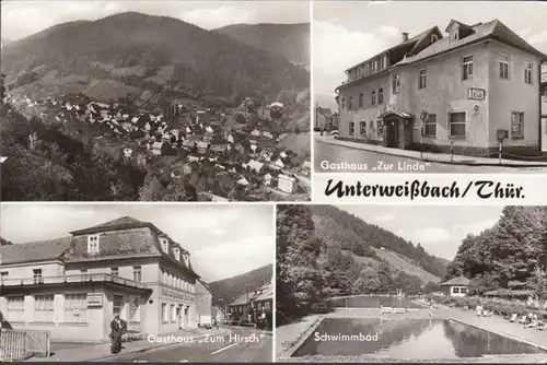 Unterweißbach, Gasthaus Zur Linde, Zum Hirsch, Schwimmbad, gelaufen 1982