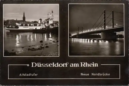 Düsseldorf, Altstadtufer, Schiff, Neue Nordbrücke, gelaufen 1960