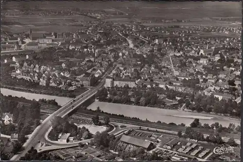 Lechhausen, Neue Lechbrücke, Fliegeraufnahme, Bahnpost, gelaufen