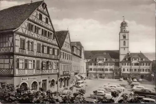 Bad Mergentheim, Marché, Hôtel Autruches, couru 1968