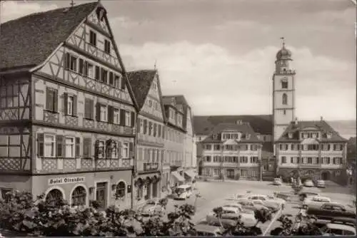 Bad Mergentheim, Marktplatz, Hotel Straußen, gelaufen 1968