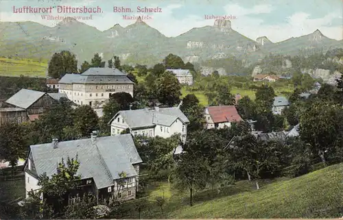 Luftkurort Dittersbach, Stadtansicht, Rabenstein, Marienfels, gelaufen