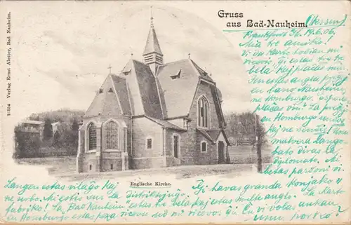 Gruss aus Bad Nauheim, Englische Kirche, gelaufen 1906