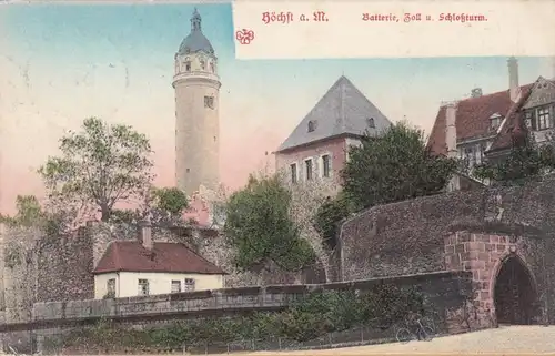 Höchst am Main, Batterie Zoll und Schlossturm, gelaufen 1907
