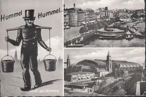 Hamburg, Hummel Hummel, Jungfernstieg, Hauptbahnhof, gelaufen 1962