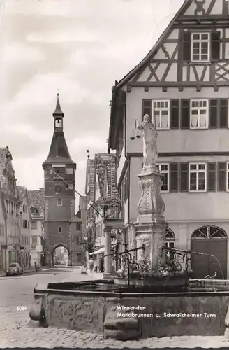 Winnenden, Marktbrunnen, Schwaikheimer Turm, gelaufen 1966