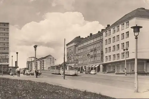 Plauen, Bahnhofstraße, Central Hotel, tramway, couru 1971