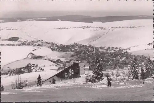 Oberwiesenthal, Stadtansicht, Skischanze im Winter, gelaufen 1963
