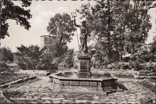 AK Nordhausen, Neptunbrunnen, gelaufen 1963