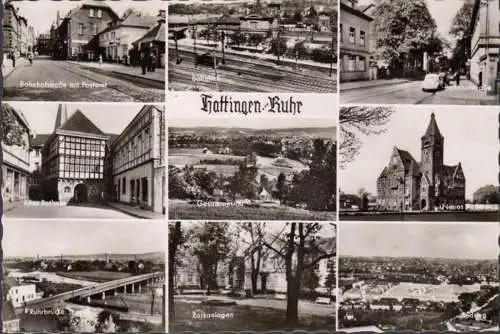 Hattingen, Bahnhof, Rathaus, Bahnhofstraße, gelaufen 1963