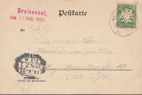 Gruss vom Dreisessel, gelaufen 1901