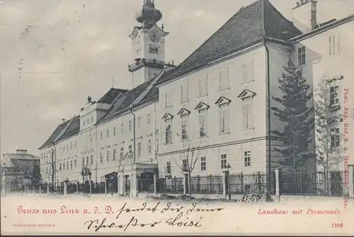 Gruss de Linz a.d. Danube, ferme avec promenade, couru