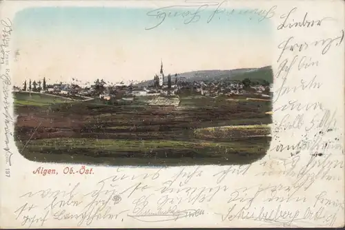 Aigen dans le moulin, vue de la ville, couru 1900