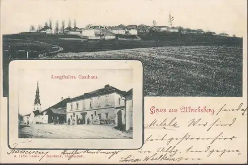 Gruss aus Ulrichsberg, Langthalers Gasthaus, gelaufen 1901