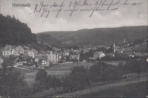 Herrenalb, Stadtanicht, gelaufen 1912