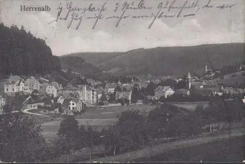 Herrenalb, Stadtanicht, gelaufen 1912