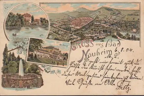 Gruss aus Bad Nauheim, Litho, gelaufen 1904