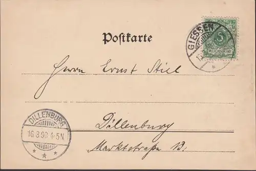 Gruss aus Giessen, Seltersweg, gelaufen 1898