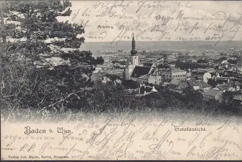 Baden bei Wien, Totalansicht, gelaufen 1904