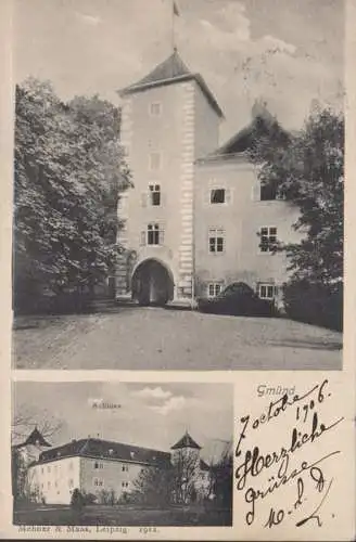 Gmünd, Schloß, Mehrbild, gelaufen 1908