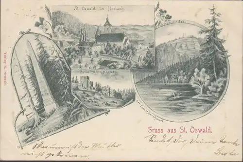 Gruss aus St. Oswald, Mehrbild, gelaufen 1898