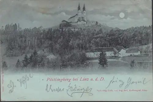 Linz, Pöstlingsberg, Mondschein, gelaufen 189?