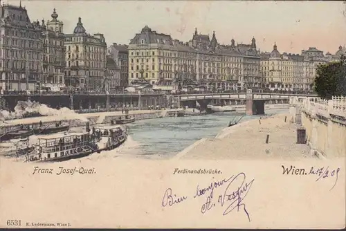 Vienne, Franz Josef Quai, Ferdinandsbrücke, Kammer, couru en 1905