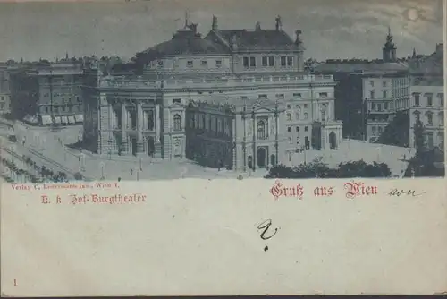 Gruss aus Wien, Hof Burgtheater, Mondschein, gelaufen 1898