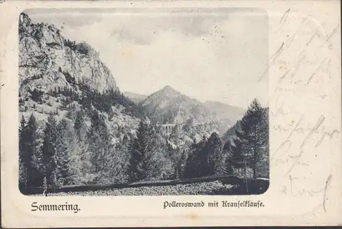 Semmering, Polleroswand, Viaduct, Passepartout, gelaufen 1905