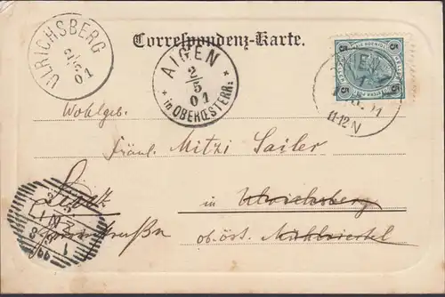 Vienne, opéra avec Kärntnerstraße, passe-partout, 4 timbres, couru 1901