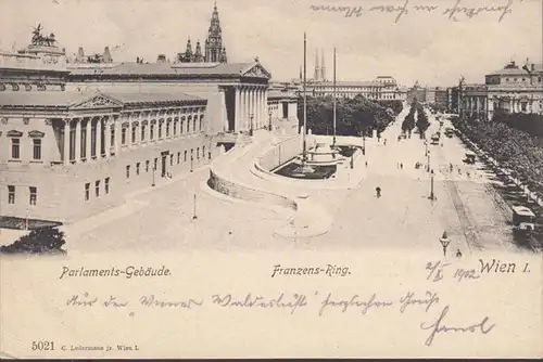 Wien, Parlamentsgebäude, Franzensring, gelaufen 1902