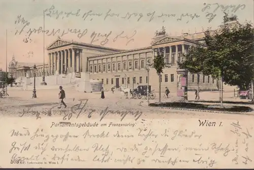 Vienne, bâtiment du Parlement sur l'anneau de Franzen, diligence à cheval, couru 1902