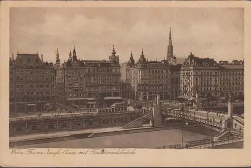 Wien, Franz Josef Quai mit Ferdinandsbrücke, ungelaufen