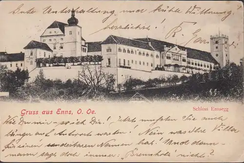 Gruss aus Enns, Schloss Ennsegg, gelaufen 1905
