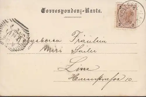 Gruss aus Zwettl, Stadtansicht, gelaufen 1898